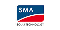 Das Bild zeigt das blaurote Logo der SMA Solar Technology