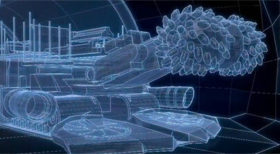 Moderne Technologie unter Tage: Das Bild zeigt eine hochauflösende 3D Animation einer Teilschnittmaschine basierend auf CAD-Daten. Der Erklärfilm wurde von der Filmproduktion Karlsruhe mp-film für die Deutsche Steinkohle AG produziert. Bild auf der Seite Portfolio.