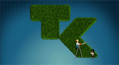 2D Animation ein Playmobile Gärtner trimmt das grasgrüne TK-Logo mit einer Heckenschere. Erklärfilm der Filmproduktion Karlsruhe mp-film für die Technikerkrankenkasse. Bild auf der Seite Portfolio.